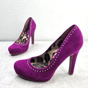 Jessica Simpson Platform Pumps Suede Purple Studded Formal High Heel Shoe Size 6
